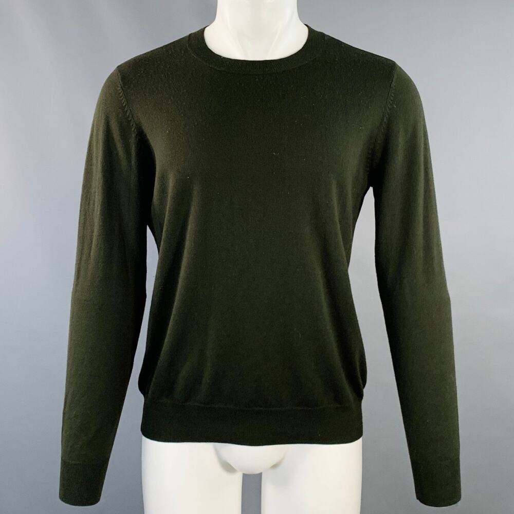 ODIN Size M Forest Green Knit Cashwool Faux Suede Crew Neck Pullover